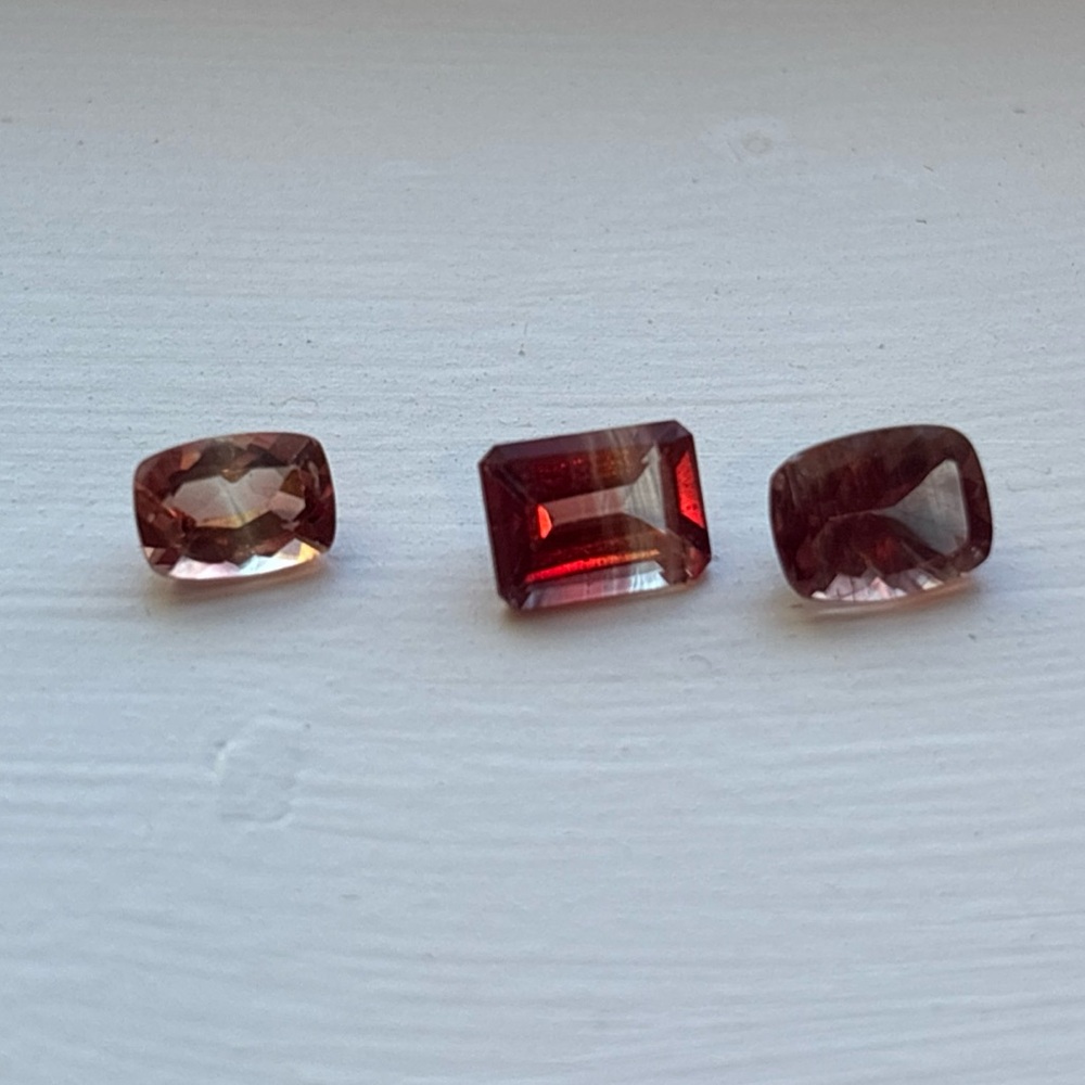 Natural Bolivian Bi-Color Ametrine – 3 Stone Parcel Mixed Cuts Loose Gemstone
